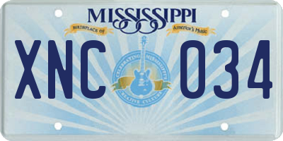 MS license plate XNC034