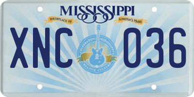 MS license plate XNC036