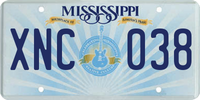 MS license plate XNC038
