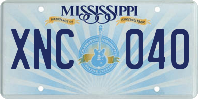 MS license plate XNC040