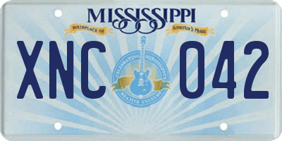 MS license plate XNC042