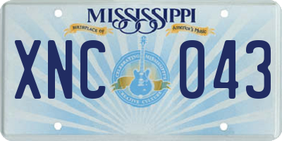 MS license plate XNC043