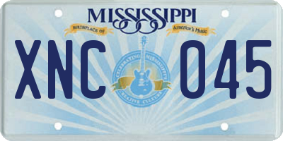 MS license plate XNC045