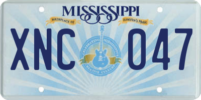 MS license plate XNC047