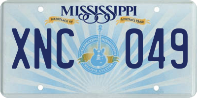 MS license plate XNC049