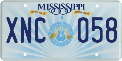 MS license plate XNC058
