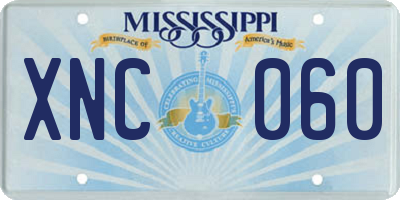 MS license plate XNC060