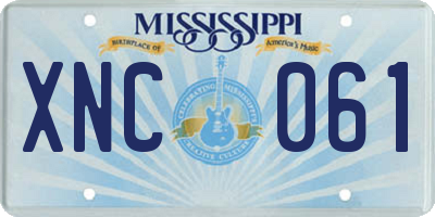 MS license plate XNC061