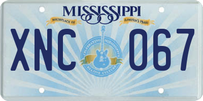 MS license plate XNC067
