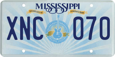 MS license plate XNC070