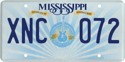 MS license plate XNC072