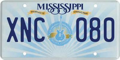 MS license plate XNC080