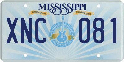 MS license plate XNC081