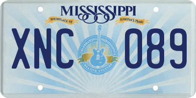 MS license plate XNC089