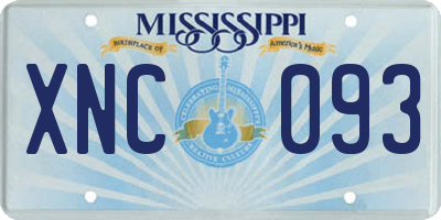 MS license plate XNC093