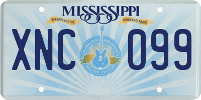MS license plate XNC099