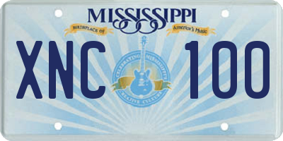 MS license plate XNC100