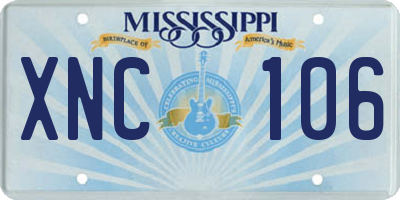 MS license plate XNC106