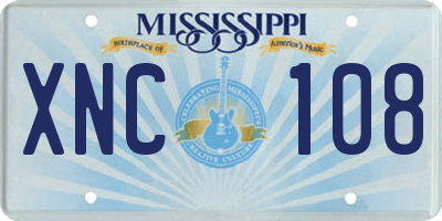 MS license plate XNC108