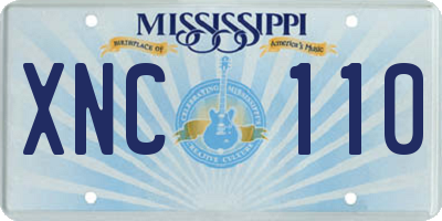 MS license plate XNC110