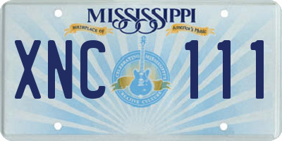 MS license plate XNC111