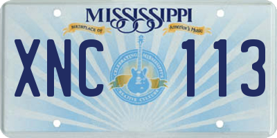 MS license plate XNC113