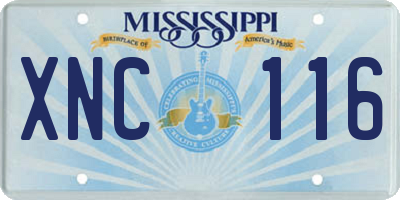 MS license plate XNC116