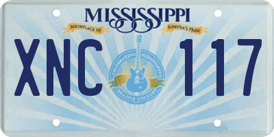 MS license plate XNC117
