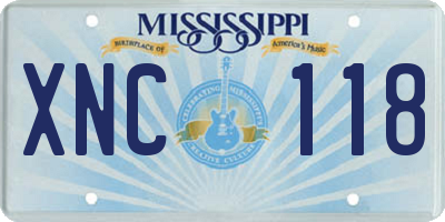 MS license plate XNC118