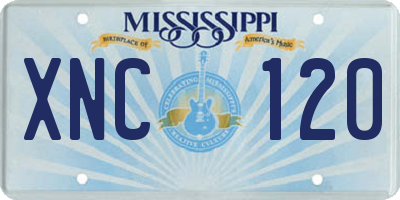 MS license plate XNC120