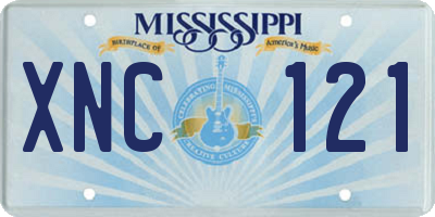 MS license plate XNC121