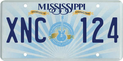 MS license plate XNC124