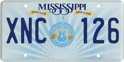 MS license plate XNC126