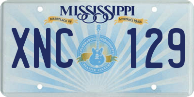 MS license plate XNC129