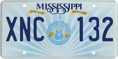 MS license plate XNC132