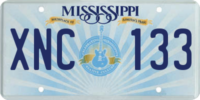MS license plate XNC133