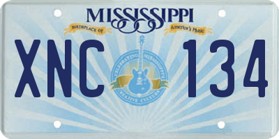 MS license plate XNC134