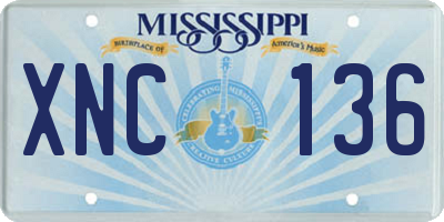 MS license plate XNC136