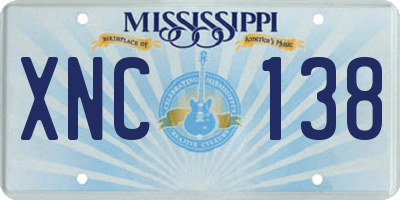 MS license plate XNC138