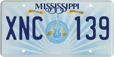 MS license plate XNC139