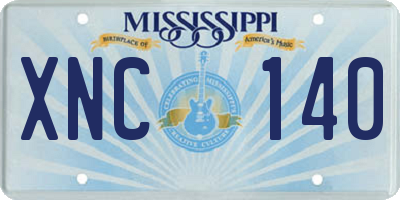 MS license plate XNC140