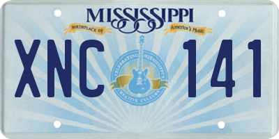 MS license plate XNC141