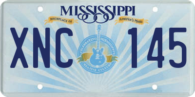 MS license plate XNC145