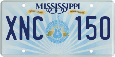 MS license plate XNC150