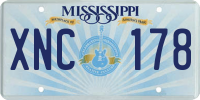 MS license plate XNC178