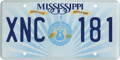 MS license plate XNC181