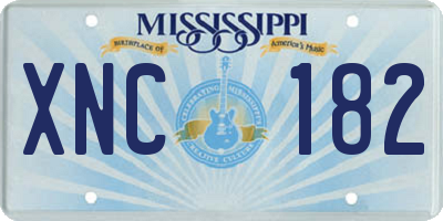 MS license plate XNC182