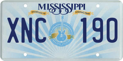 MS license plate XNC190