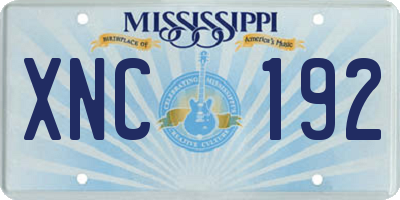 MS license plate XNC192
