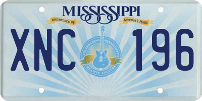 MS license plate XNC196